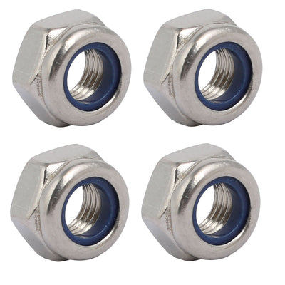 uxcell Uxcell 4pcs M8 x 1mm Pitch Metric Fine Thread 304 Stainless Steel Hex Lock Nuts