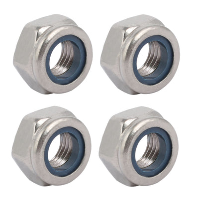 uxcell Uxcell 4pcs M10 x 1.25mm Pitch Metric Fine Thread 304 Stainless Steel Hex Lock Nuts