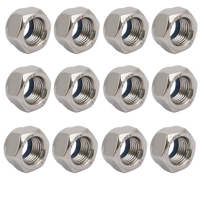 uxcell Uxcell 12pcs M12 x 1.25mm Pitch Metric Fine Thread 304 Stainless Steel Hex Lock Nuts