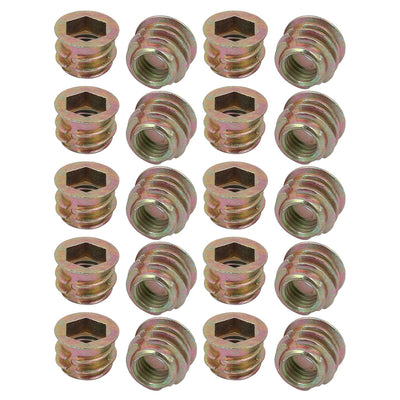 uxcell Uxcell 20pcs M8x10mm Zinc Alloy Hex Socket Drive Flange Insert Nut for Wood Furniture