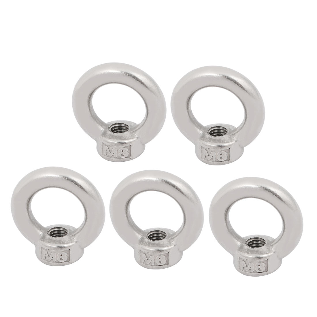 uxcell Uxcell M8 Female Thread 316 Stainless Steel Ring Shaped Lifting Eye Nut 5pcs