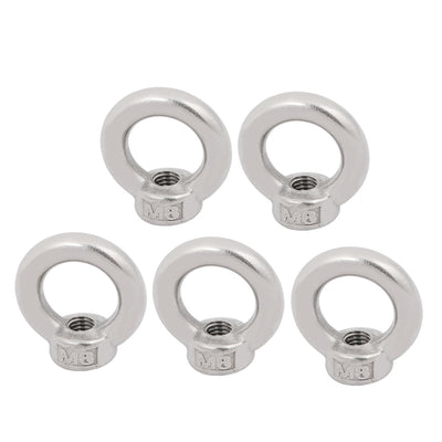 Harfington Uxcell M8 Female Thread 316 Stainless Steel Ring Shaped Lifting Eye Nut 5pcs