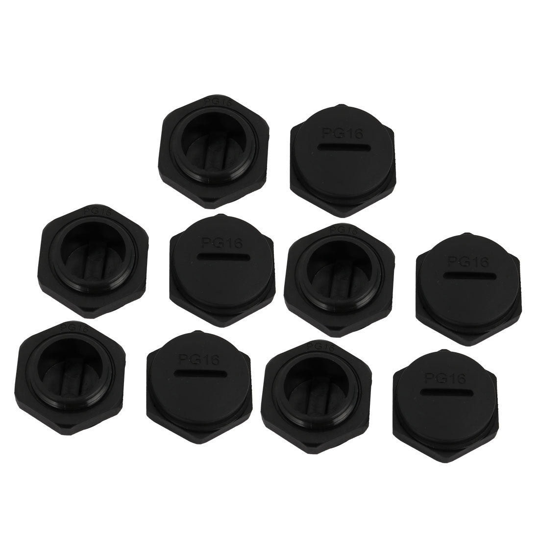 uxcell Uxcell 10pcs PG16 Nylon Male Threaded Cable Gland Cap Round Screw-in Cover Black