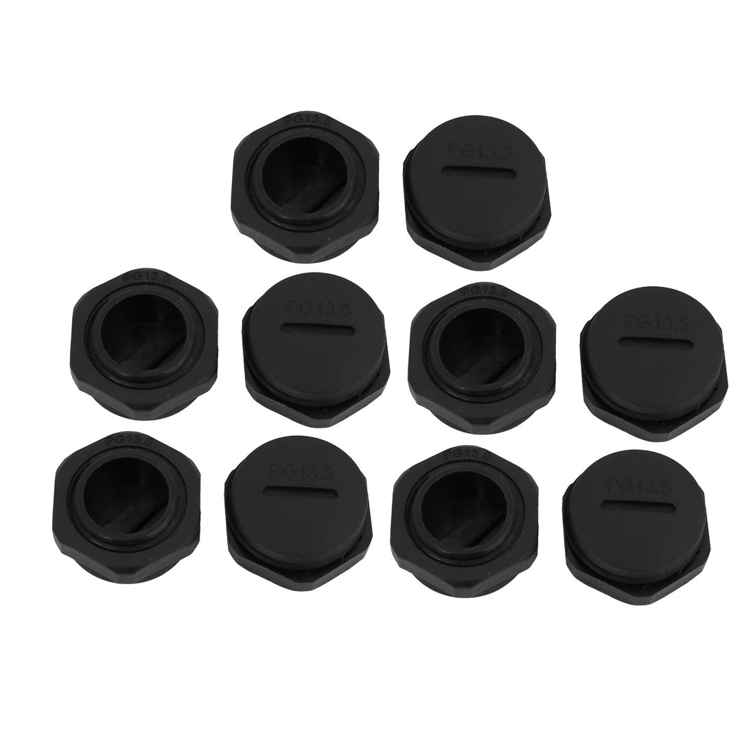 uxcell Uxcell 10pcs PG13.5 Nylon Male Threaded Cable Gland Cap Round Screw-in Cover Black