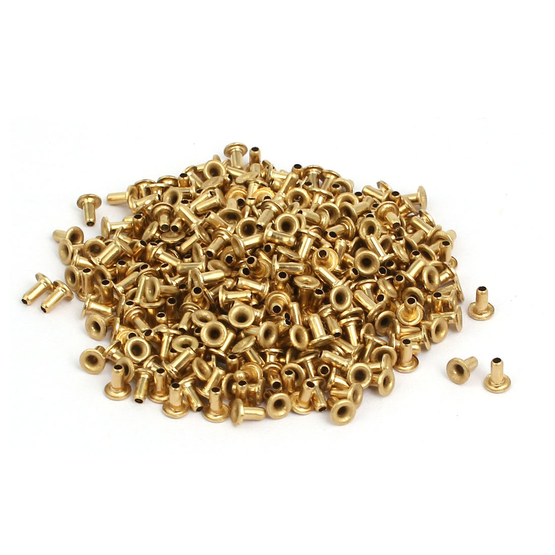 uxcell Uxcell 500pcs M1.5x3mm Brass Plated Metal Hollow Eyelets Rivets Gold Tone