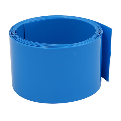 Harfington Uxcell 40mm Flat Width 2M Long PVC Heat Shrinkable Tube Blue for 9V/AA Battery Pack