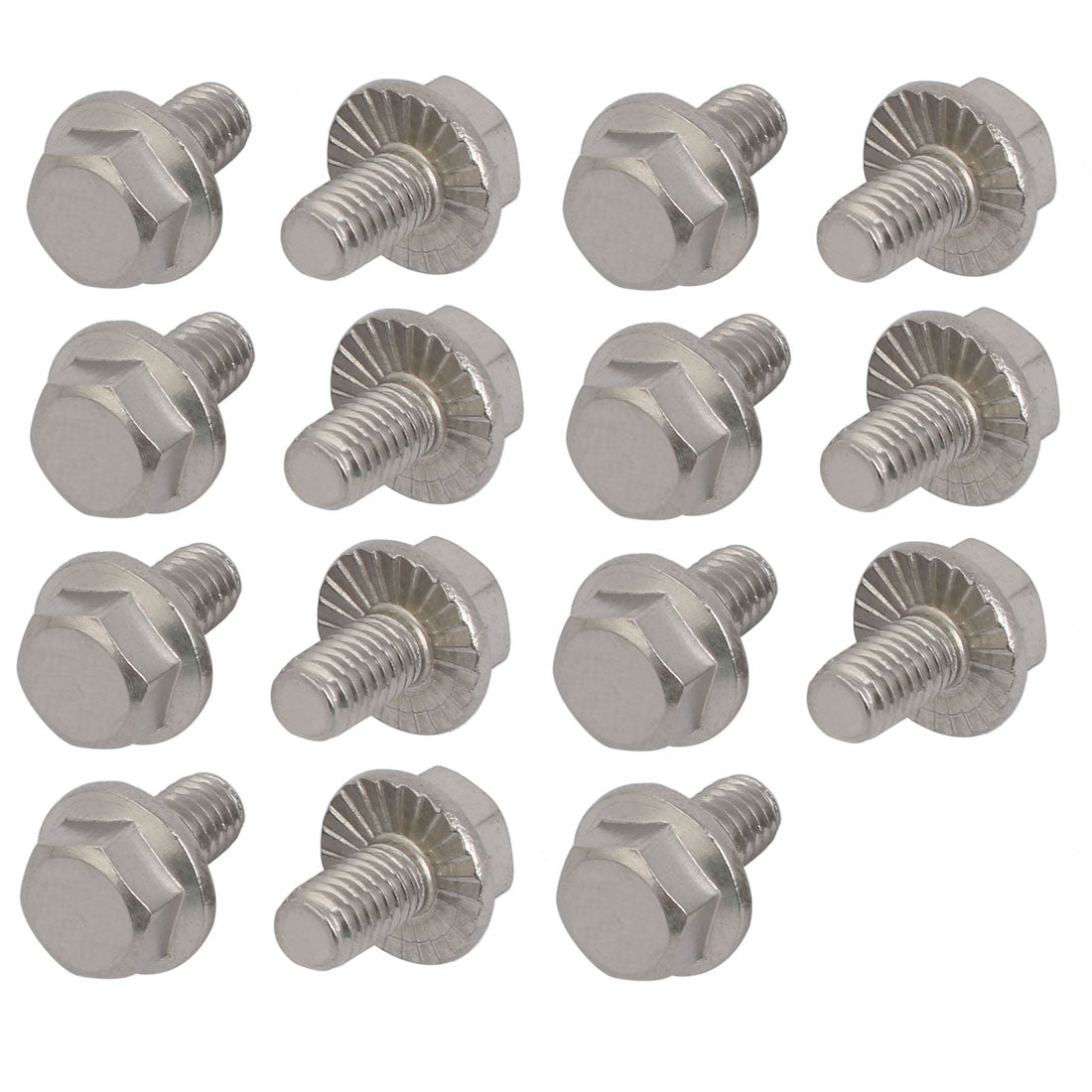 uxcell Uxcell M6x10mm Thread 304 Stainless Steel Hex Head Serrated Flange Screw Bolt 15pcs