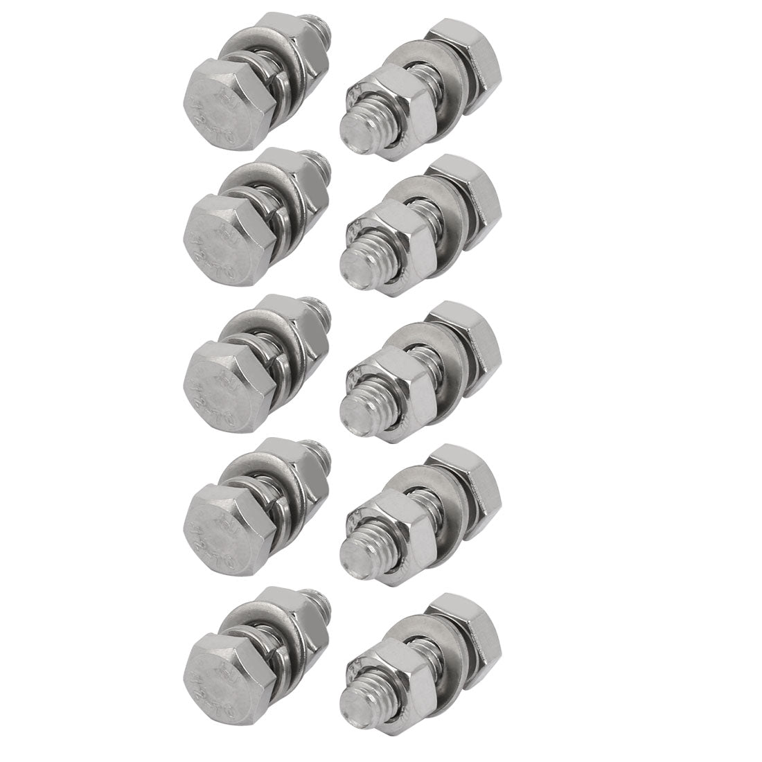 uxcell Uxcell 10pcs 304 Stainless Steel M6x20mm Hex Bolts w Nuts and Washers Assortment Kit