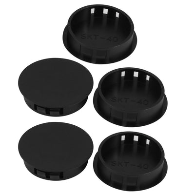 uxcell Uxcell 5pcs 40mm Dia Black Plastic Tubing Plug Door and Window Locking Hole Plugs