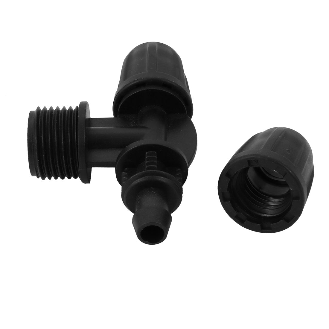 uxcell Uxcell 1/2BSP Garden Hose Nozzle Splitter 8/11 mm 3 Way Barb Hose Connector Black 2pcs