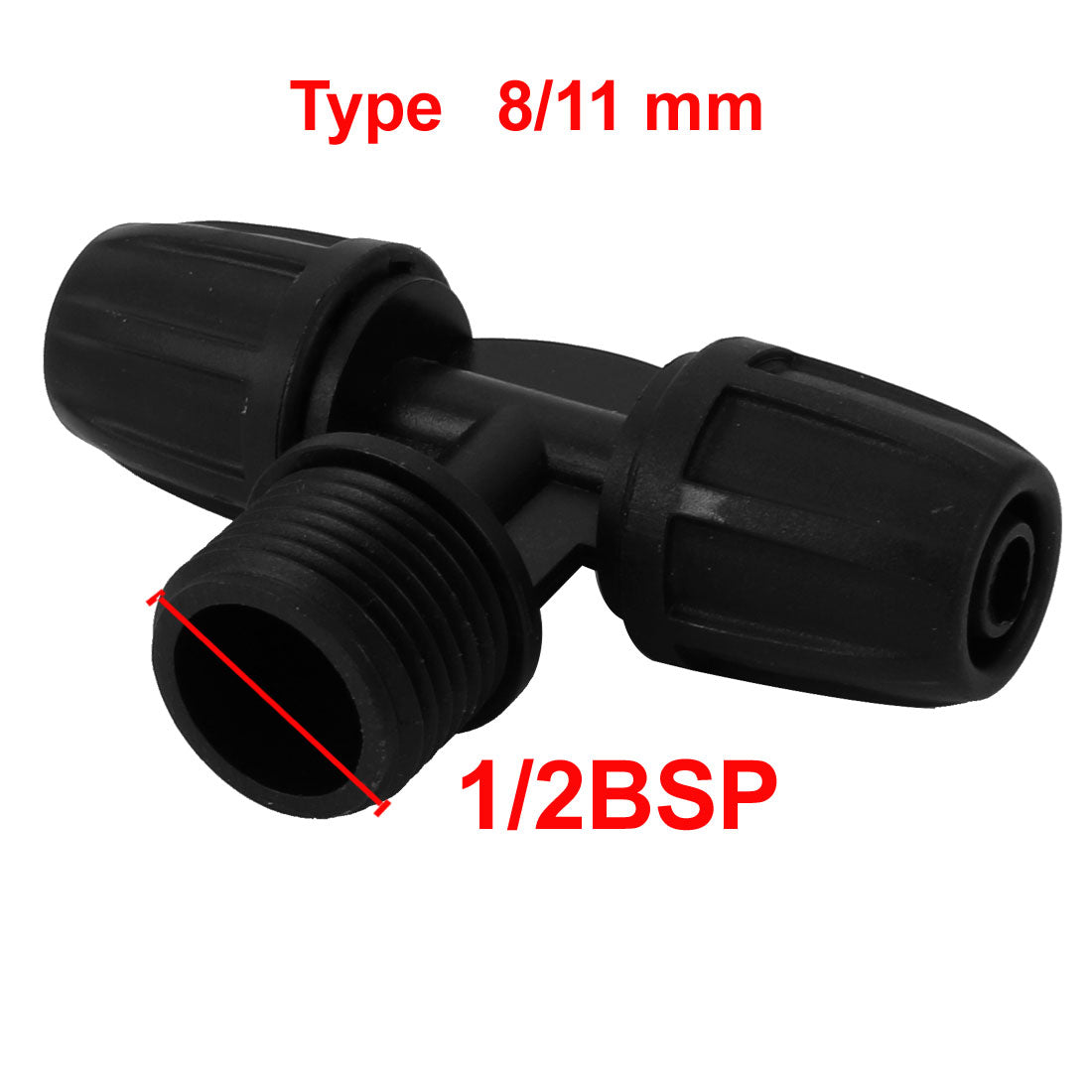 uxcell Uxcell 1/2BSP Garden Hose Nozzle Splitter 8/11 mm 3 Way Barb Hose Connector Black 2pcs