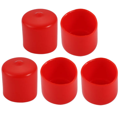 Harfington Uxcell 5pcs 28mm Inner Dia PVC Flexible Vinyl Cap Screw Thread Protector Cover Red