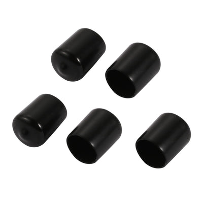 Harfington Uxcell 5Pcs 14mm Inner Dia PVC Flexible Vinyl End Cap Screw Protector Cover Black