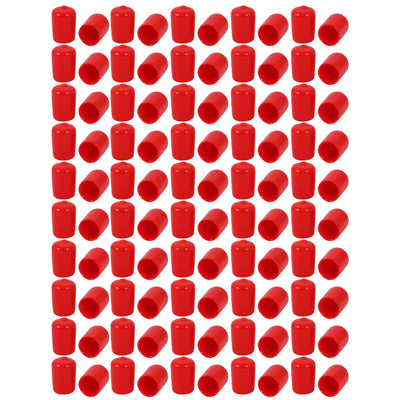 Harfington Uxcell 100pcs 12mm Inner Dia PVC Flexible Vinyl Cap Screw Thread Protector Cover Red