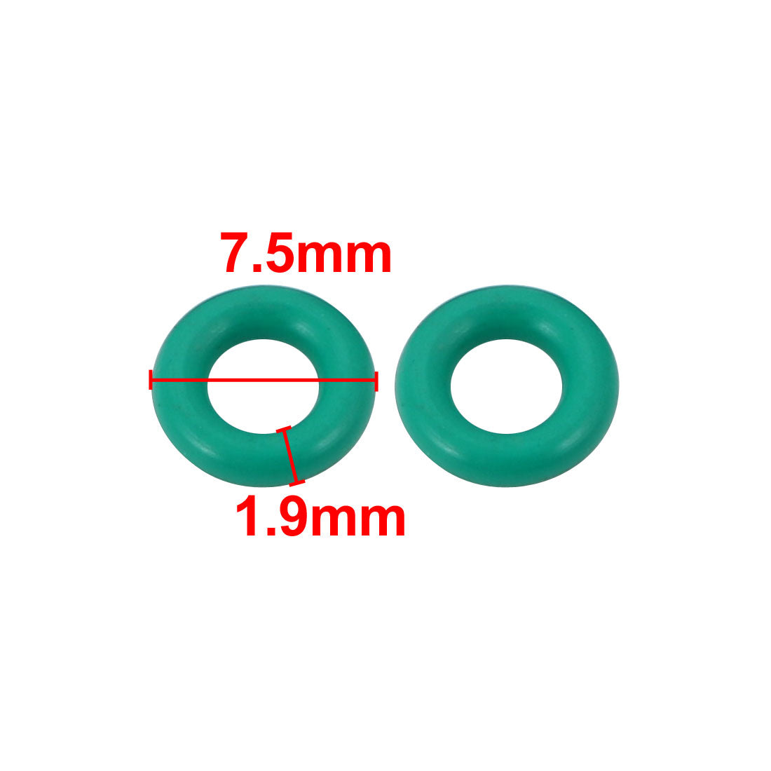 uxcell Uxcell 50pcs Green 7.5mm Outer Dia 1.9mm Thickness Sealing Ring O-shape Rubber Grommet