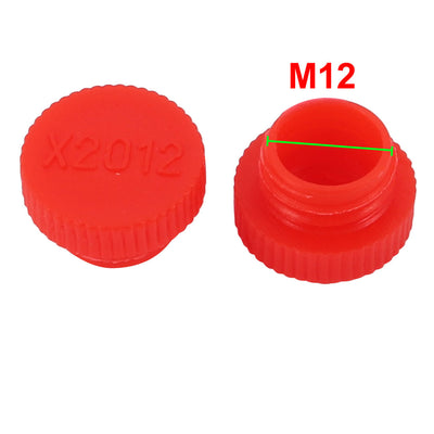 Harfington Uxcell 12pcs M12 x 1.5mm PE External Threaded Tube Insert Cap Screw-in Cover Red