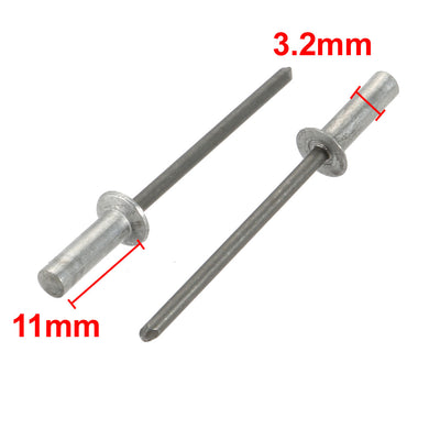 Harfington Uxcell 3.2mmx11mm Aluminum Countersunk Head Closed End Blind Rivets Fastener 100pcs