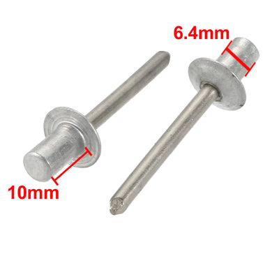 Harfington Uxcell 6.4mmx10mm Aluminum Round Dome Head Closed End Blind Rivets Fastener 40pcs