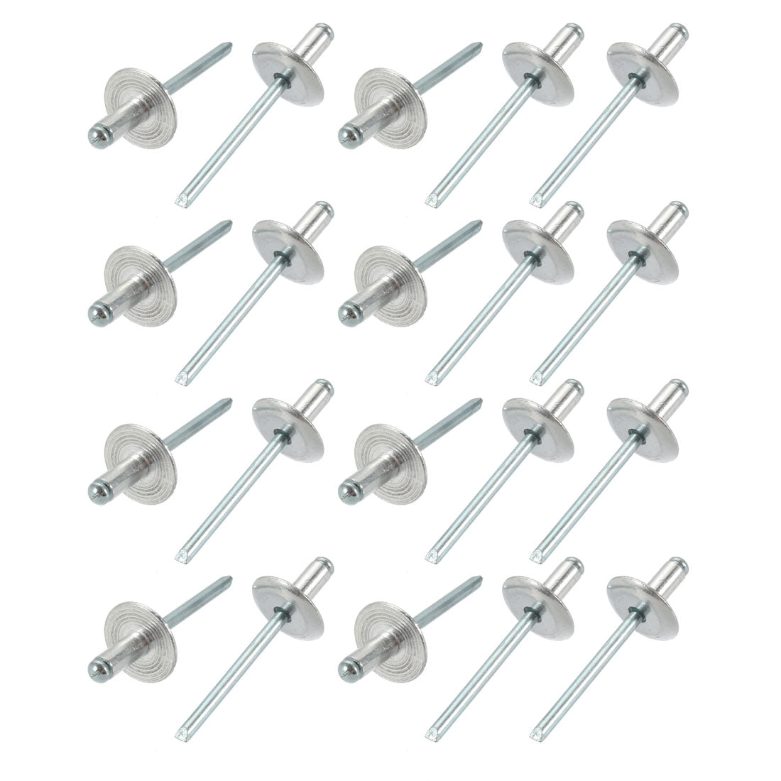 uxcell Uxcell 20 Pcs 5mm x 10mm x 16mm Aluminum Open End Large Flange Blind Rivets