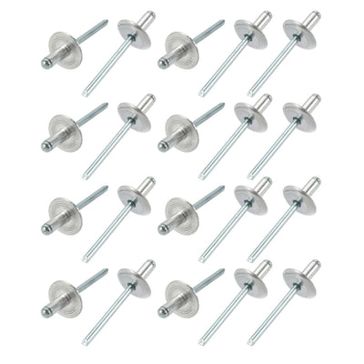 uxcell Uxcell 20 Pcs 5mm x 10mm x 16mm Aluminum Open End Large Flange Blind Rivets