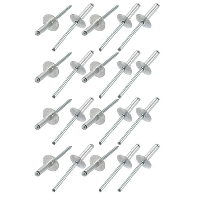 Harfington Uxcell 20 Pcs 5mm x 18mm Aluminum Open End Large Flange Blind Rivets