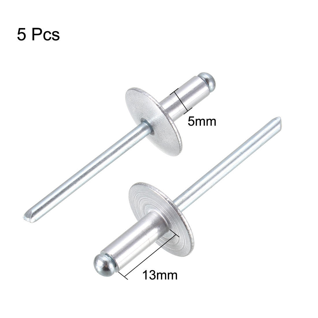 uxcell Uxcell 5pcs 13mmx5mmx16mm 304 Stainless Steel Open End Large Flange Blind Rivets