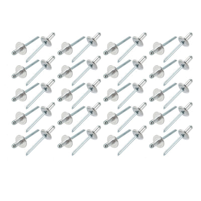 Harfington Uxcell 40 Pcs 5mm x 10mm x 14mm Aluminum Open End Large Flange Blind Rivets