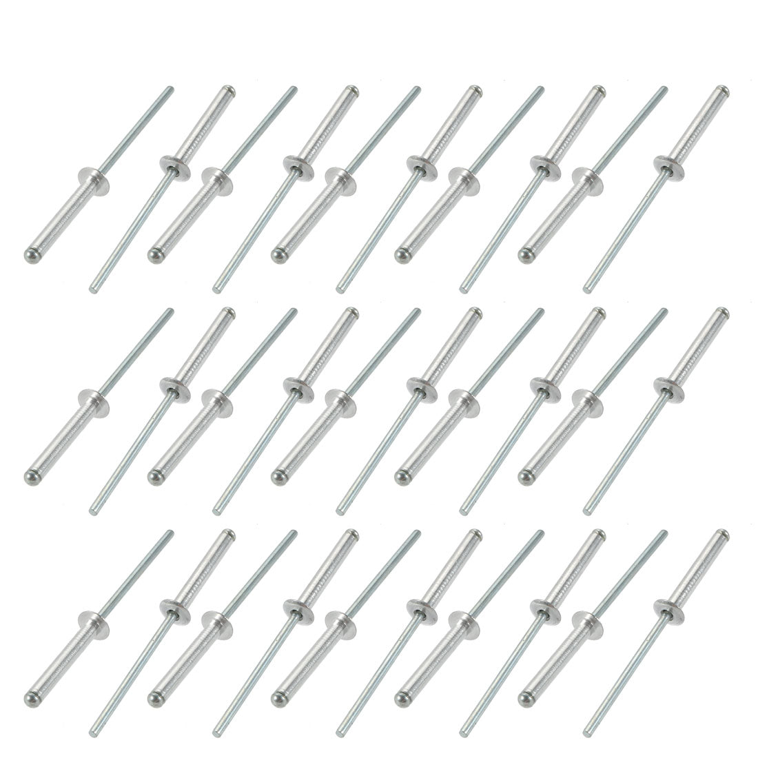 uxcell Uxcell 30 Pcs 3.2mm x 21mm Aluminum/Steel Open End Blind Rivets