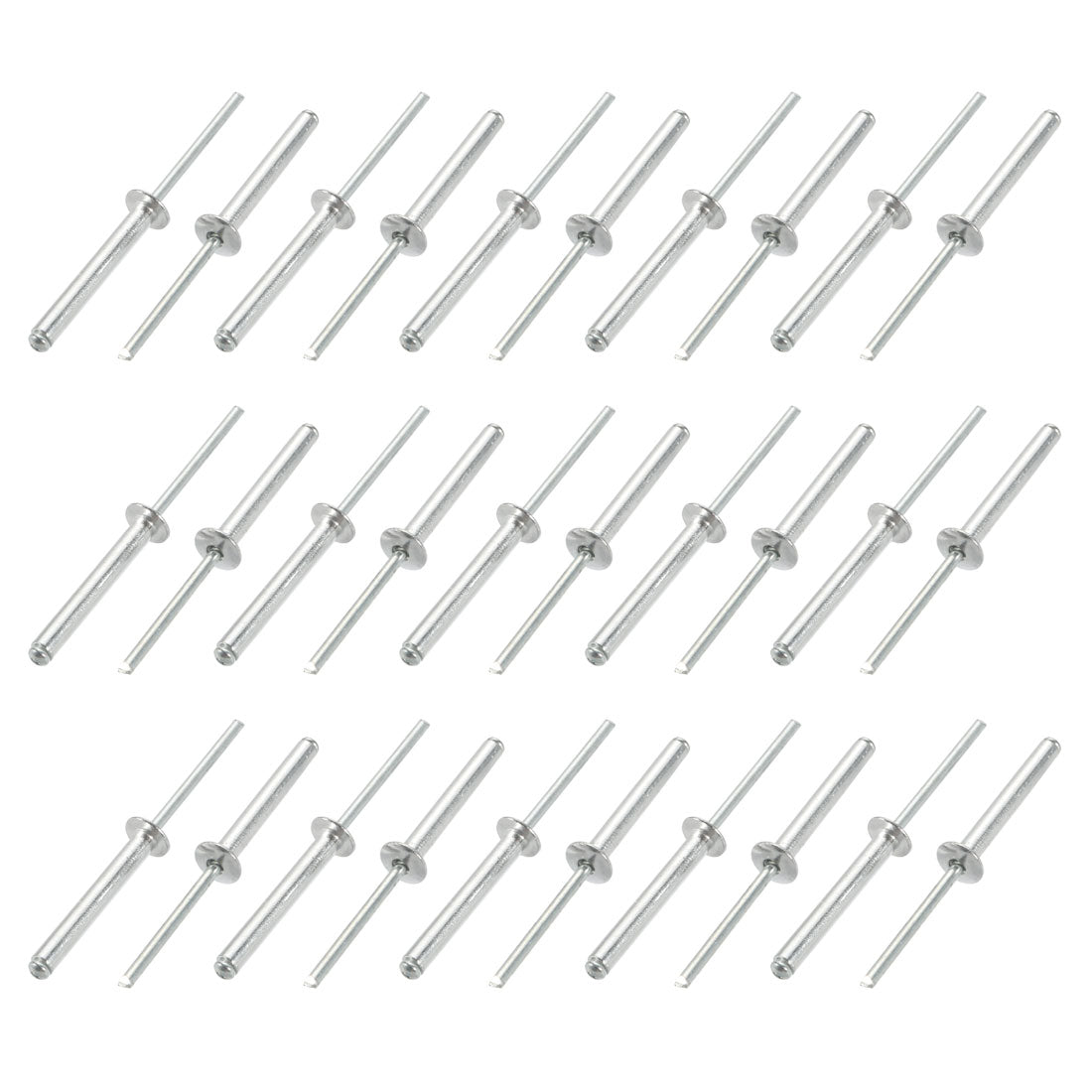 uxcell Uxcell 30 Pcs 4mm x 30mm Aluminum/Steel Open End Blind Rivets