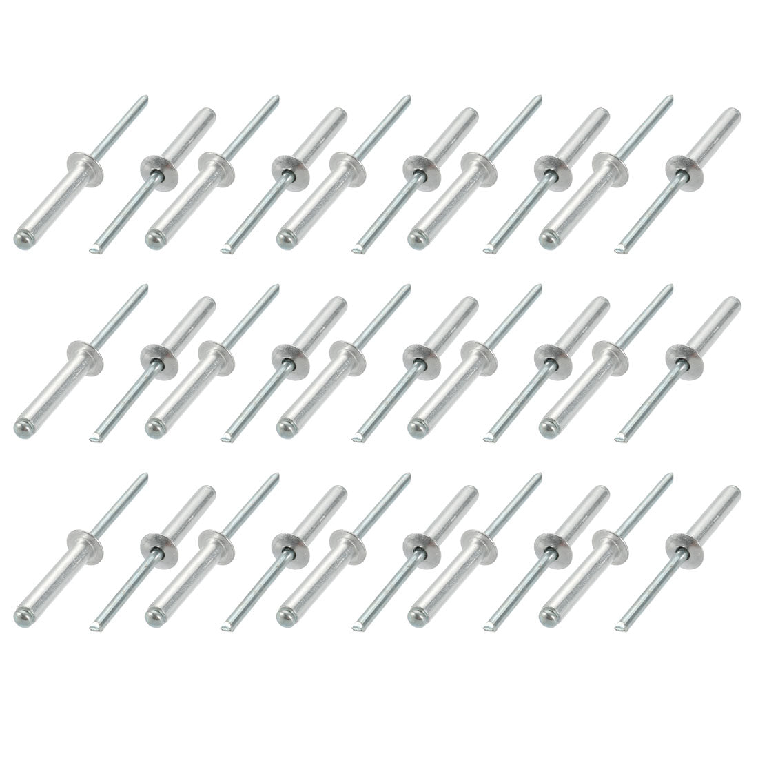 uxcell Uxcell 30 Pcs 5mm x 25mm Aluminum/Steel Open End Blind Rivets