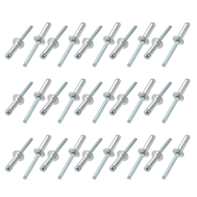 Harfington Uxcell 30 Pcs 6mm x 20mm Aluminum/Steel Open End Blind Rivets