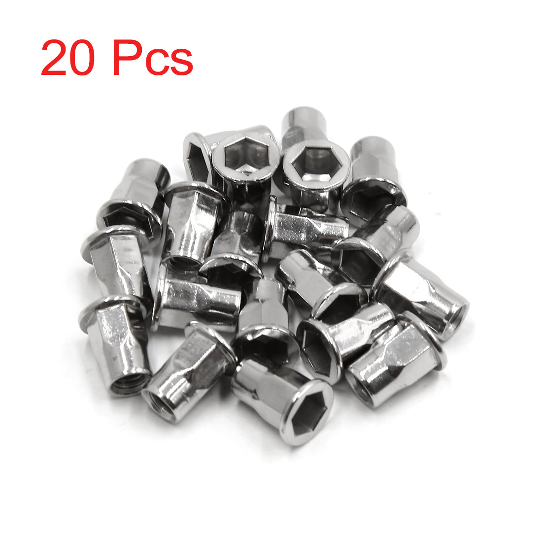 uxcell Uxcell 20Pcs 304 Stainless Steel M6 Rivet Nut Flat Head Threaded Insert  for Car