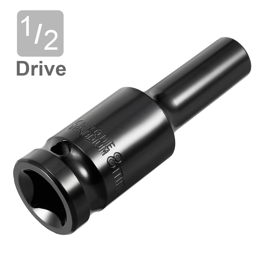 uxcell Uxcell 2 Pcs 1/2-Inch Drive by 8mm Deep Impact Socket, Cr-V, 6-Point, Metric