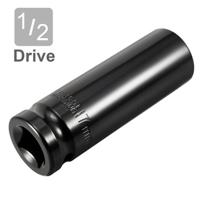 Harfington Uxcell 2 Pcs 1/2-Inch Drive by 17mm Deep Impact Socket, Cr-V, 6-Point, Metric