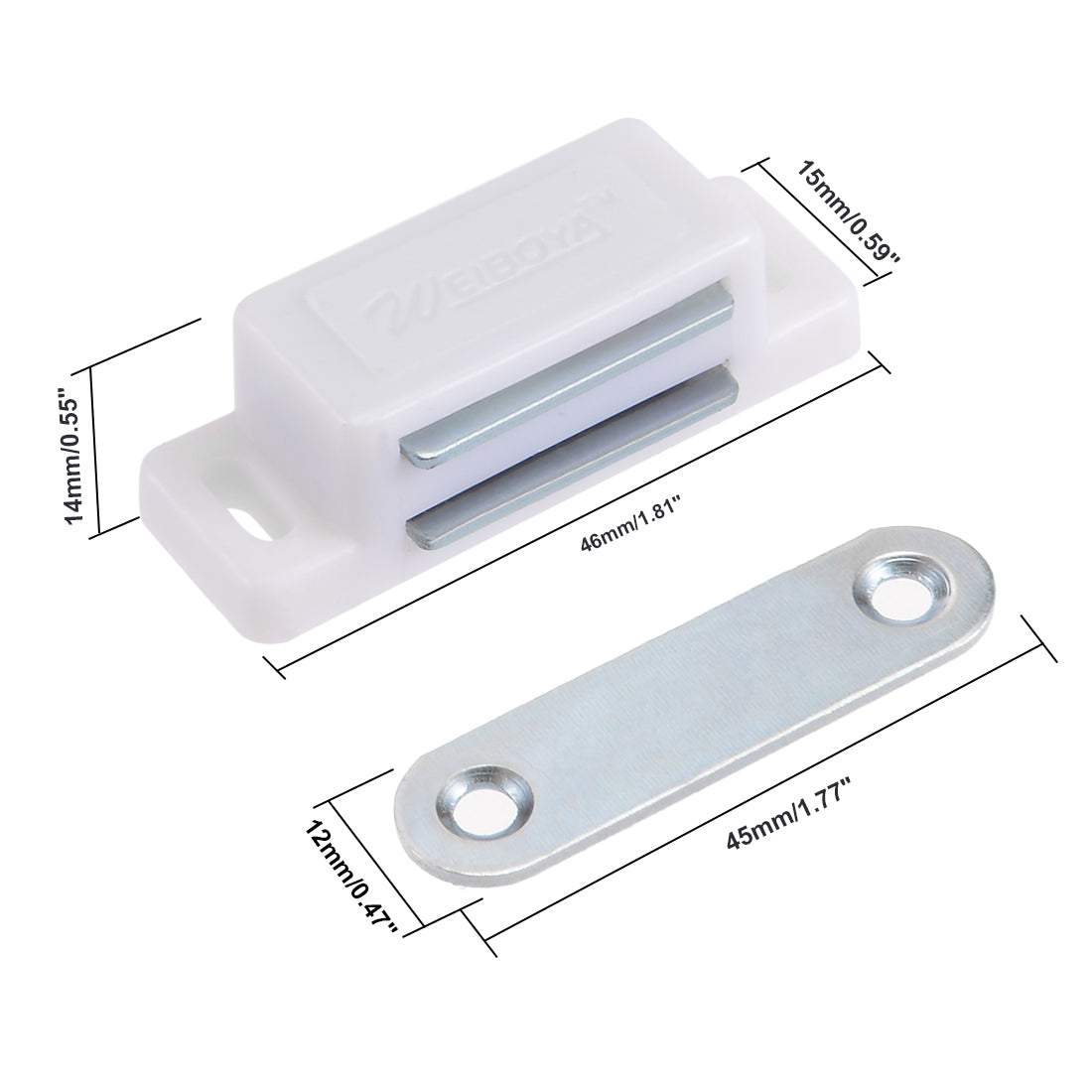 uxcell Uxcell 46mm Length ABS Plastic Door Cabinet Magnetic Catch Latch Closures White