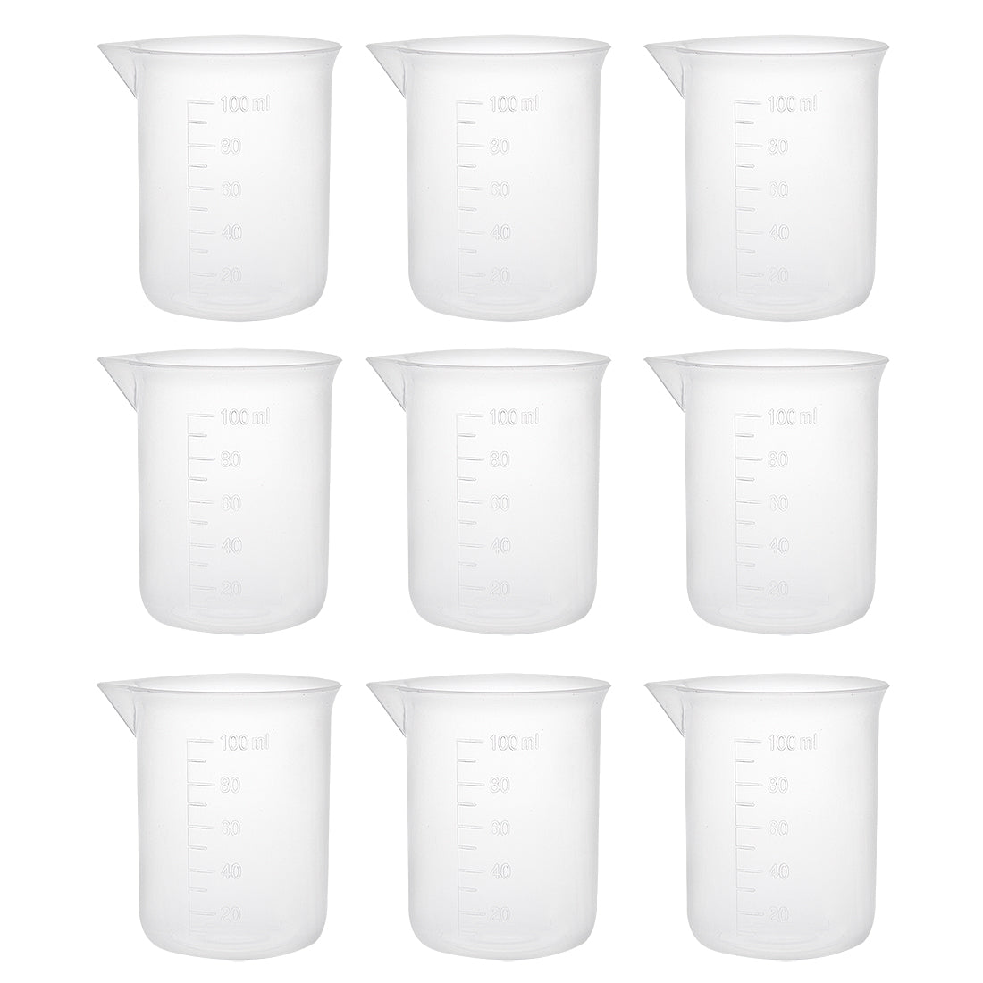 uxcell Uxcell 9pcs Measuring Cup Labs PP Graduated Beakers 100ml