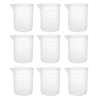 Harfington Uxcell 9pcs Measuring Cup Labs PP Graduated Beakers 100ml