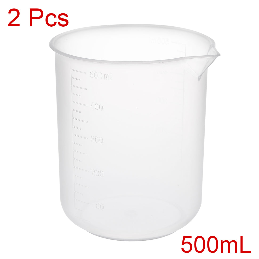 uxcell Uxcell 2pcs Measuring Cup Labs PP Graduated Beakers 500ml