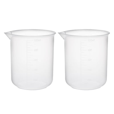 Harfington Uxcell 2pcs Measuring Cup Labs PP Graduated Beakers 500ml