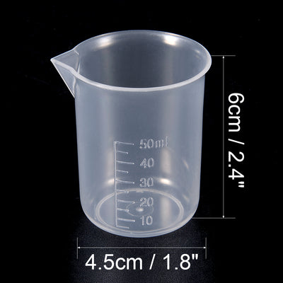 Harfington Uxcell 2pcs Measuring Cup Labs PP Graduated Beakers 50ml