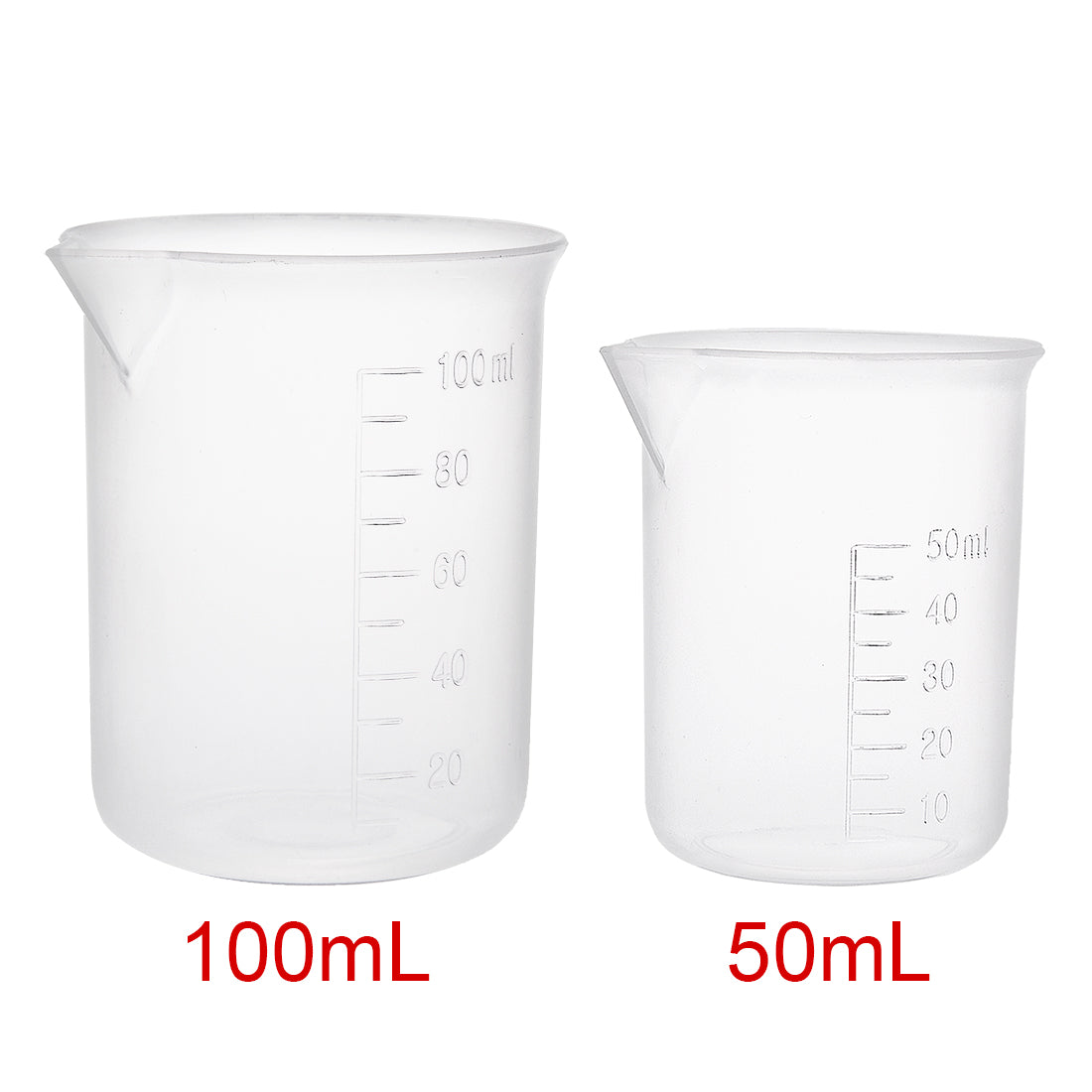 uxcell Uxcell Set of 2 Measuring Cup Labs Plastic Graduated Beakers 50ml 100ml