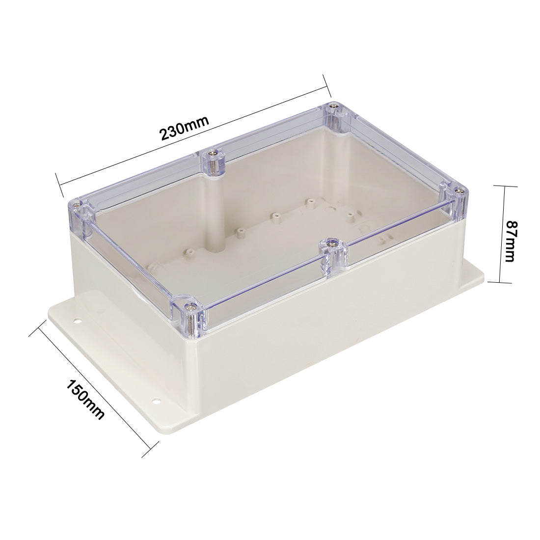 uxcell Uxcell 230*150*87mm Electronic ABS Plastic DIY Junction Box Enclosure Case Clear with Transparent Cover Fixed Hanger