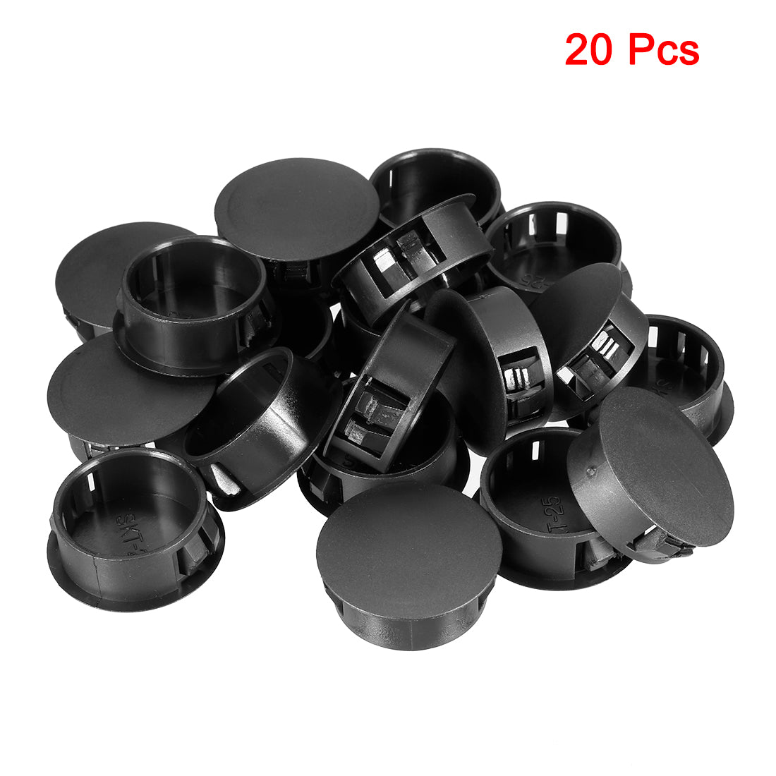 Uxcell Uxcell 20pcs 24.7mm x 11.4mm Black Nylon Round Snap Locking Hole Plugs Cover