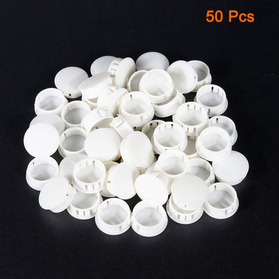 Harfington Uxcell 50pcs  24.7mm x 11.4mm White Nylon Round Snap Locking Panel Hole Cover