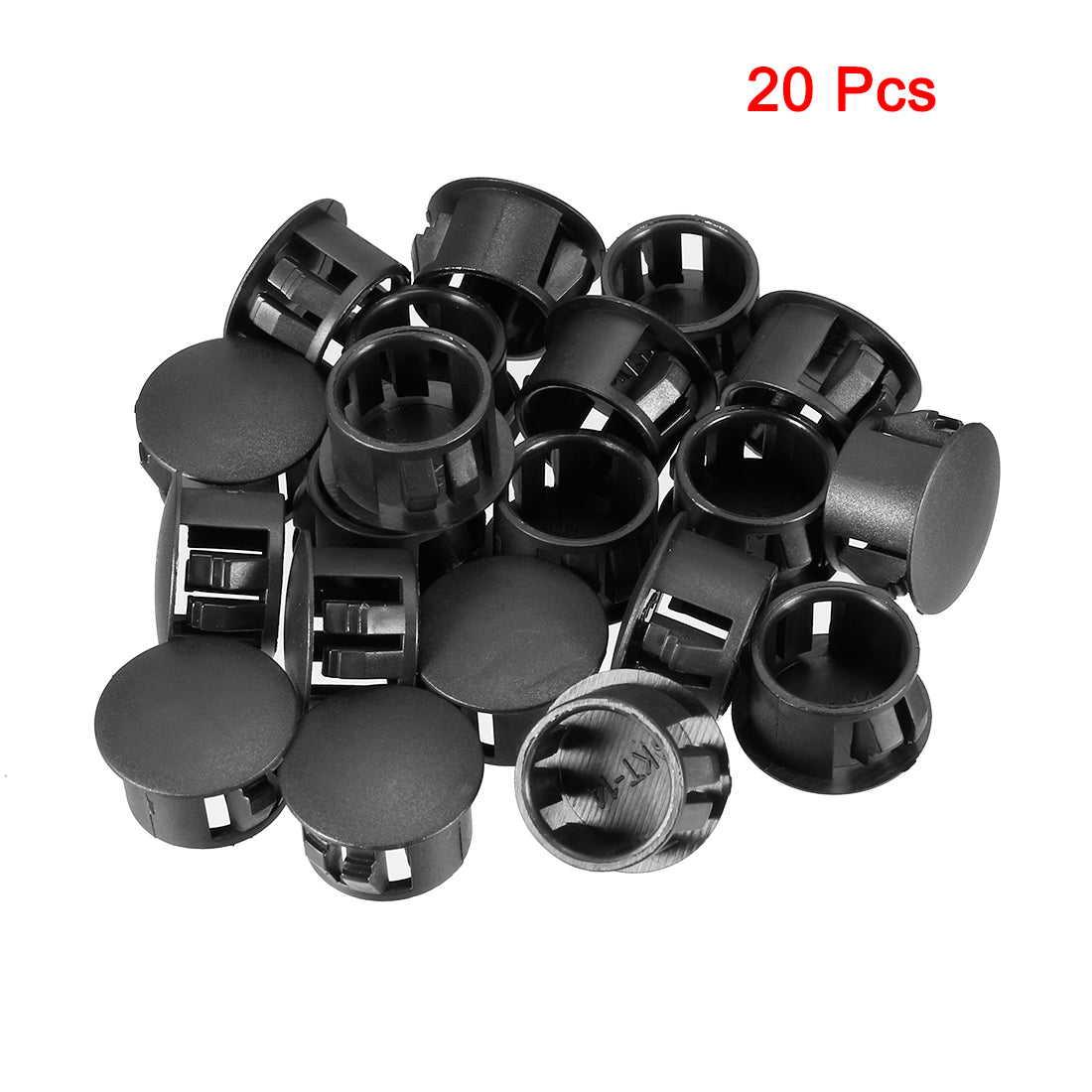 Uxcell Uxcell 20pcs 24.7mm x 11.4mm Black Nylon Round Snap Locking Hole Plugs Cover