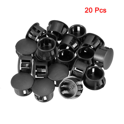 Harfington Uxcell 20pcs 24.7mm x 11.4mm Black Nylon Round Snap Locking Hole Plugs Cover