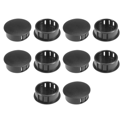 uxcell Uxcell 10pcs  25mm x 11.5mm Black Nylon Round Snap Panel Locking Hole Plugs Cover