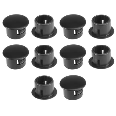 uxcell Uxcell 10pcs  12.7mm x 9mm Black Nylon Round Snap Panel Locking Hole Plugs Cover