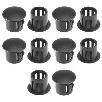 uxcell Uxcell 10pcs  9.5mm x 10.5mm Black Nylon Round Snap Panel Locking Hole Plugs Cover