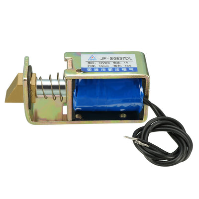 Harfington Uxcell JF-S0837DL DC 12V 1A 12W 15N 10mm Pull Type Linear Motion Solenoid Electromagnet